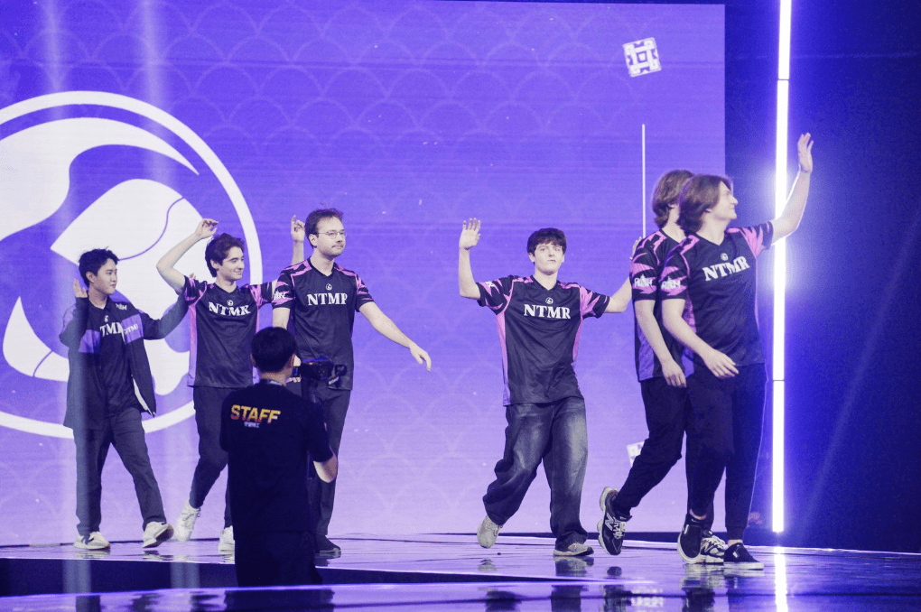 NTMR Overwatch team walking onto the Esports World Cup stage